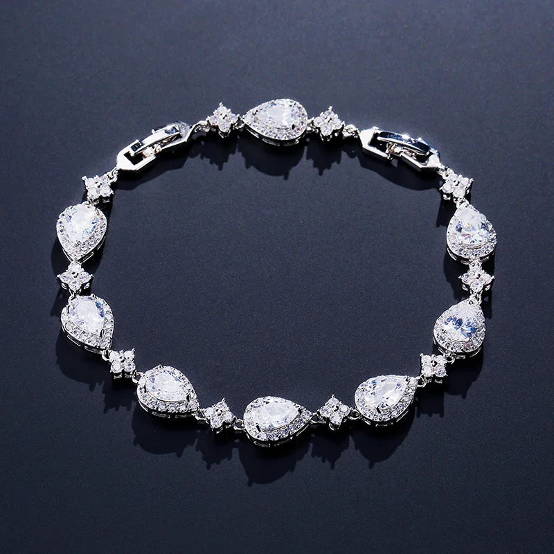 Water Drop CZ Tennis Bracelet for Women Bridal Jewelry