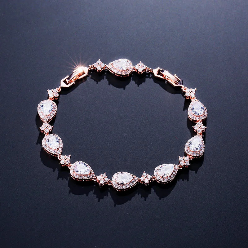 Water Drop CZ Tennis Bracelet for Women Bridal Jewelry
